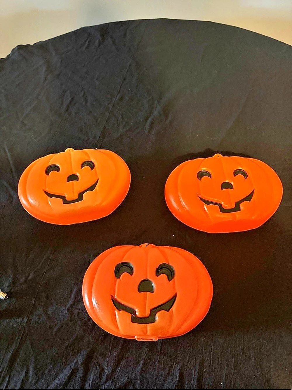 3 Blow Mold Halloween Pumpkin Lot Vintage Blinky (No Lights)